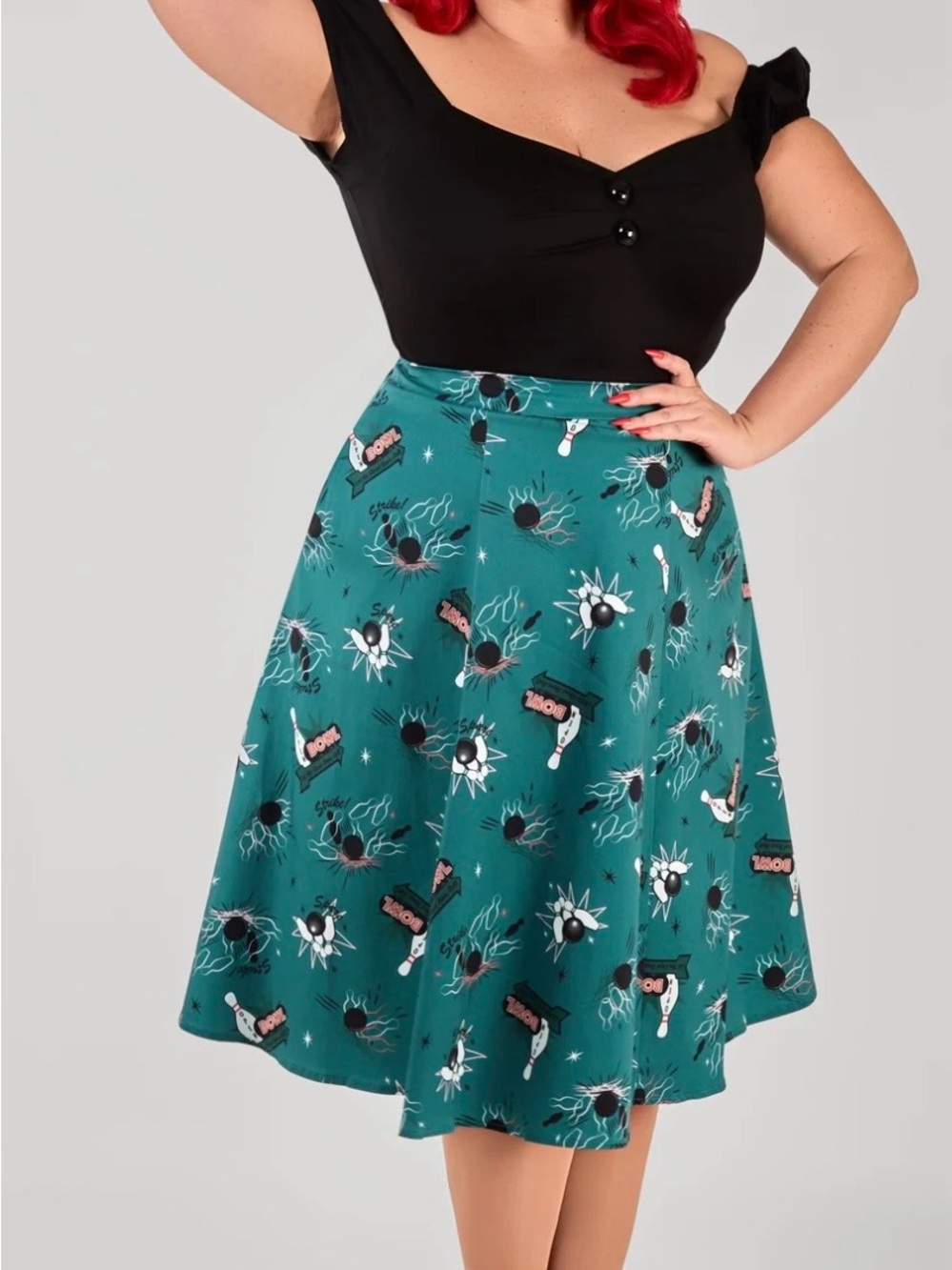 Collectif Milla Bowl Me Over Swing Skirt UK 12